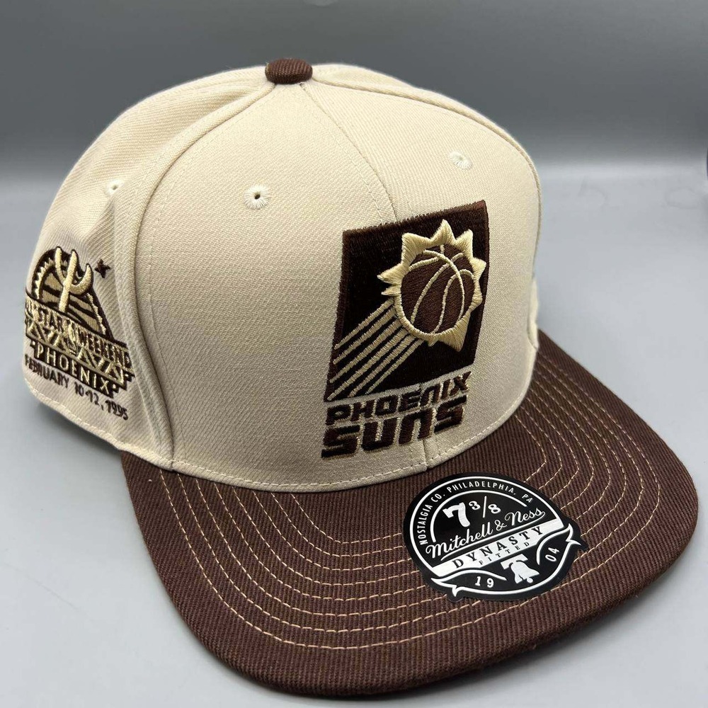 Phoenix Suns Hat Men 7‎ 3/8 Brown Pink Mitchell & Ness Fitted Cap